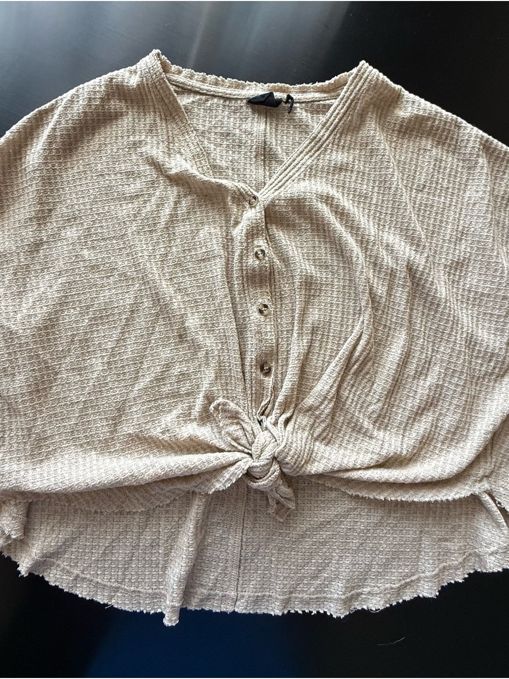 Out From Under Beige Waffle-Knit Top